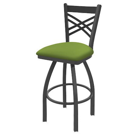 Holland Bar Stool Co 30" Swivel Bar Stool, Pewter Finish, Canter Kiwi Green Seat 82030PW009